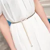 Ceintures de chaîne de taille pendentif boule en métal femmes ceinture mince couleur argent or longue ceinture femme sangle pour robe jupe ceinture décorative 230825