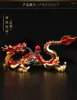 Horloges de table Accueil Bureau Entreprise Boutique Voiture Haut Efficace Argent Dessin Entreprise prospère Chanceux Royal Dragon Feng Shui Laiton Statue Bon