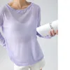 Women's T Shirts Korean Fashion INS Versatile Long Sleeve T-shirt Women Loose Perspective Thin Spring Ice Silk Pullover Sunscreen Cover Top
