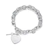 Bracelet for Women Sier Heart-shaped Pendant O-shaped Chain High Quality Brand Jewelry Girlfriend