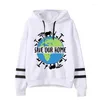 Women's Hoodies Earth Day Women Vintage Animal Plant Casual Sweatshirts Save Our Home Clothing Cartoon Fashion