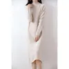 Women's Sweaters Pullover Elegant Fall/Winter Pure Wool Sweater Casual Knitwear Crew Neck Ladies Tops Loose Solid Color Long Skirt