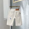 Jeans pour femmes Summer Femmes Brodé Taille haute Fivepoint Droite Beige Denim Shorts 230824