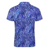 Blue Paisley Casual T-Shirts Vintage Print Polo Shirts Collar Y2K Shirt Mens Pattern Clothes Plus Size 5XL 6XL HKD230825