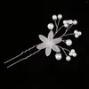Hårklipp vit blomma u -formad hårnål pärlstift smycken tillbehör för kvinnor bröllop huvud ornament hårnålar huvudbonader
