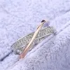 Anelli a grappolo Anello di lusso bicolore in argento con torsione per le donne Fede nuziale Promessa di fidanzamento con fascino Gioielli femminili