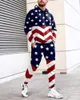 Mens Tracksuits Autumn Hoodies Set Fashion 3D Printed American Flag Trendy Tracksuit Sweatshirt Sweatpants Passar Casual Male Sports Outfit 230824