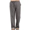 Men's Tracksuits Cotton Linen Pants Color Breathable Trousers Test Design Elastic Waist Fitness 2023