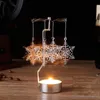HOT-2Pcs Spinning Candlestick Rotating Metal Snowflake Carousel Tea Light Candle Holder Stand Light Romantic Home Decor HKD230825