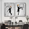 Abstract Basketball Player Canvas Painting Sports Dunk Poster Print Wall Art Pictures for Living Room Kids Bedroom Decor Gift For Friend No Frame Wo6