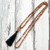 Pendentif Colliers 108 Perles de prière Mala Collier 8mm Rouge Aventurine Nouée Boho Bijoux Brut Pierre Gland Pour Femme Femme