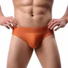 Underpants Men'S Glossy Underwear Briefs Sexy Low Waisted Nylon Breathable Comfort Panties Male