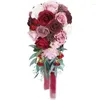 Fiori decorativi Bouquet di goccioline d'acqua da sposa vintage Simulato vino Rosso Rosa Cascata Decorazioni di nozze Accessori