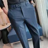 Costumes pour hommes 2023 Automne Hiver Business Robe Pantalon Hommes Plaid Bureau Social Costume Coréen Mode Casual Slim Fit Mariage Groom Pantalon