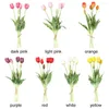 Decoratieve Bloemen Luxe Siliconen Real Touch Tulpen Boeket 5 Hoofden Stengels Kunstmatige Bruiloft Feestzaal Decoratie Flores Artificiales