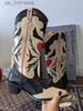Vrouwen hart geborduurd westerse mode voor gevormde cowboy cowgirl laarzen handmake retro vintage schoenen winter herfst t