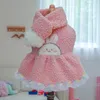 Cão vestuário rosa velo menina pet vestidos roupas outono inverno engrossar quente chihuahua maltese gato casaco trajes filhote de cachorro animal pugs 230825