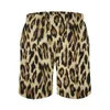 Shorts masculinos ouro leopardo placa animal pele impressão engraçado praia homens personalizados esportes fitness rápido seco nadar troncos presente