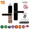 PHIPULO WiFi Biometric Fingerprint Smart Door Lock Tuya App Remote Unlocking Keyless Lock Electronic Smart Home Lock HKD230825