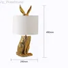 Lampe de Table en résine nordique créative lapin américain Table de lecture lumières bureau chambre lampe de chevet hôtel Bar lampe décorative pour la maison HKD230824