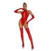 Sexy Set AIIOU Sexy Látex Couro Bondage Bodysuits Mulheres Bandage Backless Erótico Corpo Sexo Traje Teddies Bodysuit com Luvas e Meias 230825