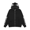 Sweats à capuche masculine Sweatshirts rétro Letter Demon Print Zip Up Hoodie High Street Sweethirt Harajuku Casual Loose Veste American Top Tracksuit Men Vêtements 230824