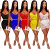 Women's Tracksuits Women Sexy Lace 2 Piece Short Sets Summer Spaghetti Strap Sleeveless Crop Top And Mini Shorts See Through Club Outfit