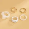 Anillos de racimo Paquete múltiple Plástico para mujeres Anillo de dedo de cóctel apilable Acrílico Blanco Opaco Resina Conjunto Regalo de joyería de fiesta de moda