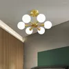 Kroonluchters Moderne LED-kroonluchter voor de keuken, slaapkamer, eetkamer, Scandinavische koperen glazen bol, plafondhanglamp, hangende verlichting thuis