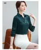 Blouses pour femmes Mode Femmes Chemises Vert Bureau Dames 2 pièces Jupe et hauts Ensembles Vêtements de travail Styles OL