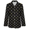 Women's Blouses Gold Dot Casual Blouse Vintage Print Custom Female Long Sleeve Classic Shirt Summer Oversized Clothes