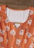 Vestidos casuais floral cor bloco correntes oco out mini vestido laranja manga longa elegante para mulheres primavera outono coreano