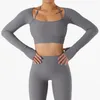 Actieve shirts Topsportkleding voor dames Yogaset Trainingskleding Sneldrogend Fitness Gymkleding Shirt BH Crop Lange mouw Slijtage