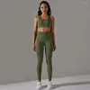 Ensembles actifs ensemble de gymnastique femmes Push Up tenue de Sport pour femme sans couture Yoga costume Fitness vêtements d'entraînement vêtements de Sport Beige vert