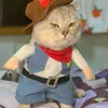 Kedi Kostümleri Pet Cadılar Bayramı Kostüm Küçük Köpekler İçin Komik Kovboy Giysileri Yavru Kedi Yaratıcı Yenilik Yavru Cosplay Tulum Giysileri
