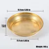 Decorative Figurines Buddhism Copper Manza Plate 15.4cm Auspicious Tibetan Brass Tantra Dish Worship For Buddha Tray Desktop Home Gift