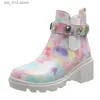 Slip Boots New Rhinestone Ankle Women Crystal On Platform PU Leather S Booties Spring Autumn Females Footwear T C pring