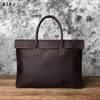Laptop -väskor NZPJ Retro Men's Portcase Leather Casual Handbagtop Layer Cowhide Business Tablet Bag Thin Clutch For 16inch 230823