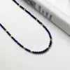Correntes artesanais pedra natural lapis lazuli contas colar para mulheres verão feriado festa jóias design exclusivo gota