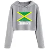 Kvinnors hoodies nödställda jamaicansk landsflagga Jamaica Pride Jam Crop Women Grunge Harajuku Anime Emo Pullover For Girls