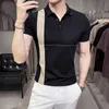 British Style Summer Men Polo Shirts Short Sleeve Solid Front Pocket Decor Korean Slim Fit Casual Homme Streetwear 4XL HKD230825