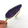 Bangle 100-Unique 1 Pcs Exclusive Design Light Yellow Gold Color Irregular Shape Purple Agates Charm Jewelry