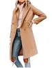 Femmes mélanges de laine femmes automne hiver laine Trech manteau mi-long couleur unie à manches longues Double boutonnage bouton mode 230824