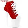 Boots 8-9 inches sexy ankle boots women's high heels 20-23cm canvas upper pole dance banquet show boots T230824