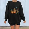 Ginásio roupas flor hoodie outono e inverno moda moletom impresso em torno do pescoço manga longa jaqueta de lã feminina senhoras suor topo