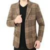 Men Blazers Suit Coats Male Business Casual Plaid Coat Brand Clothing247e