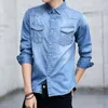 Camicie casual da uomo Camicia di jeans Stile coreano Cotone Slim Fit Giacca di jeans a maniche lunghe Moda di strada Abbigliamento da uomo bello Autunno