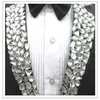 Işıltılı rhinestones siyah ceket blazers pantolon erkekler takım elbise erkek şarkıcı sahne performans kostüm parti ev sahibi damat düğün dre297g