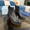 2023 Ny designer lyx varumärke boot naken wolfe krydda svart äkta läder 2 cm plattform stövlar anklar stövlar lady mode 7,5 cm hög häl med logotypstövlar 35-41 med låda
