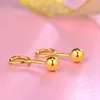 Stud Earrings Korean Version Simple Round Bead Ear Hook Gold Plated Mini Straight Needle Women's Fashion With Jewelry